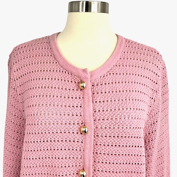 Reformation Charlotte Cardigan Sweater Pink Cotton Gold Buttons Size Large L - Picture 2 of 10
